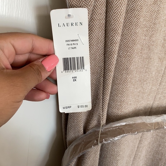 Lauren Taupe Herringbone A-Line Dress in 2X - Picture 5 of 9